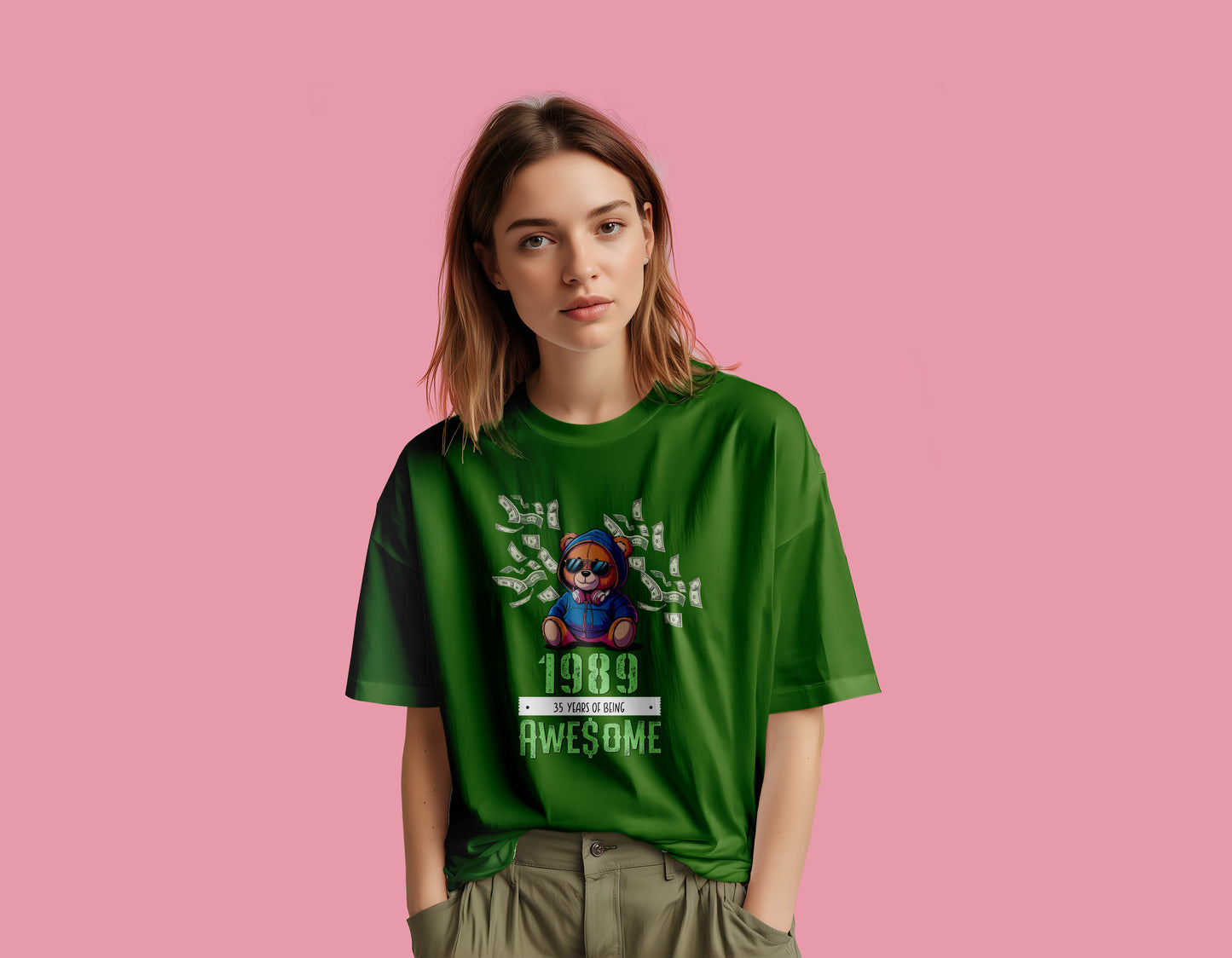Born in 1989 – 35 Years of Awesome | Oversized Classic T-Shirt | FontFusion