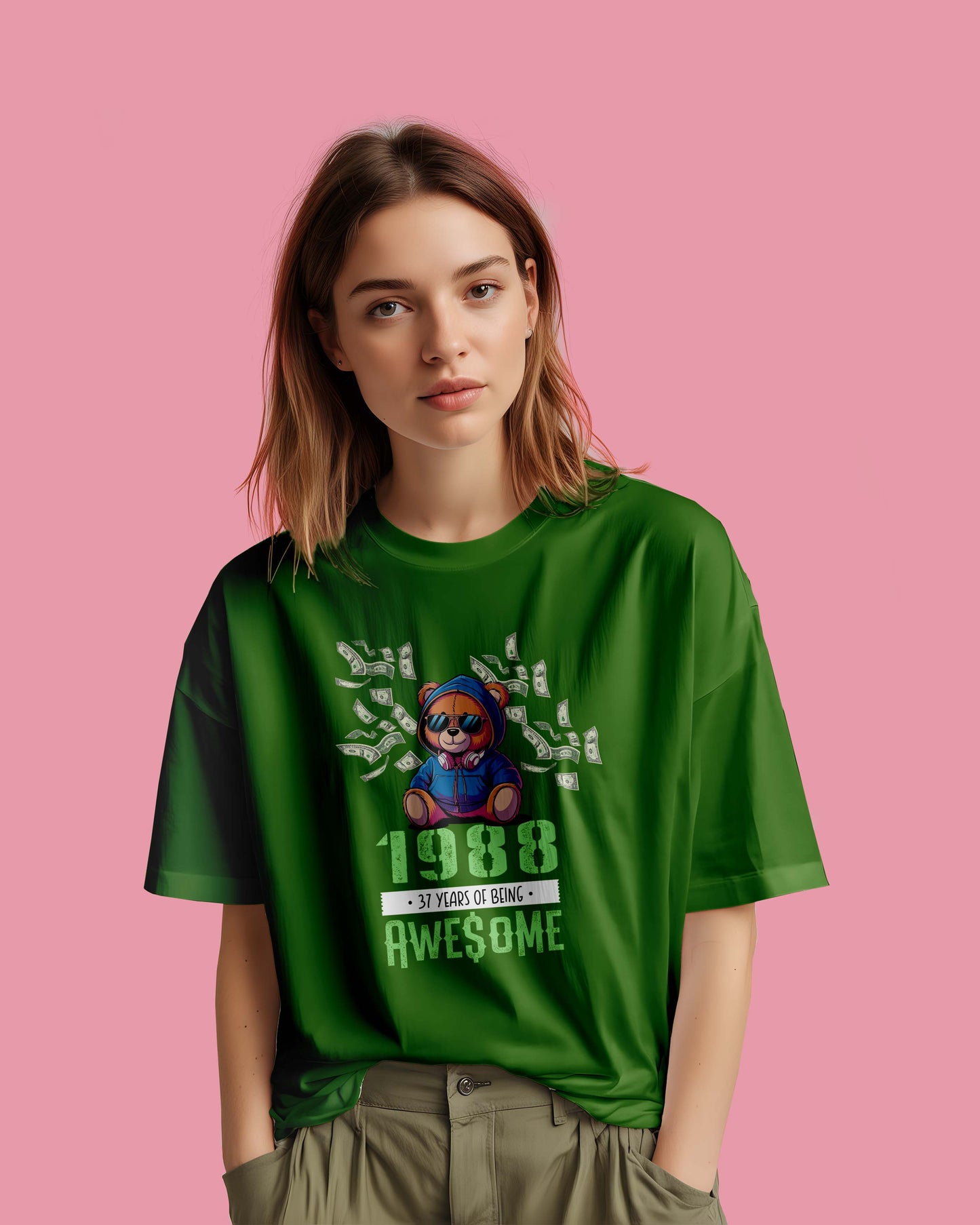 Born in 1988 – 37 Years of Awesome | Oversized Classic T-Shirt | FontFusion