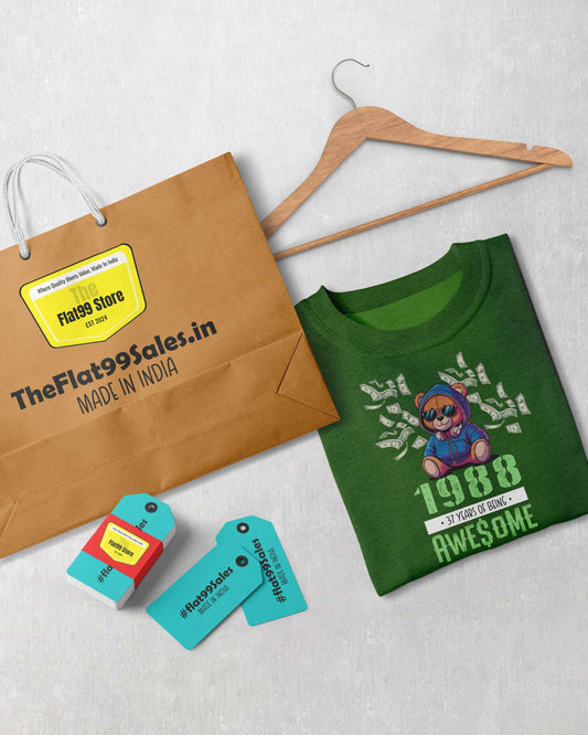 Born in 1988 – 37 Years of Awesome | Oversized Classic T-Shirt | FontFusion